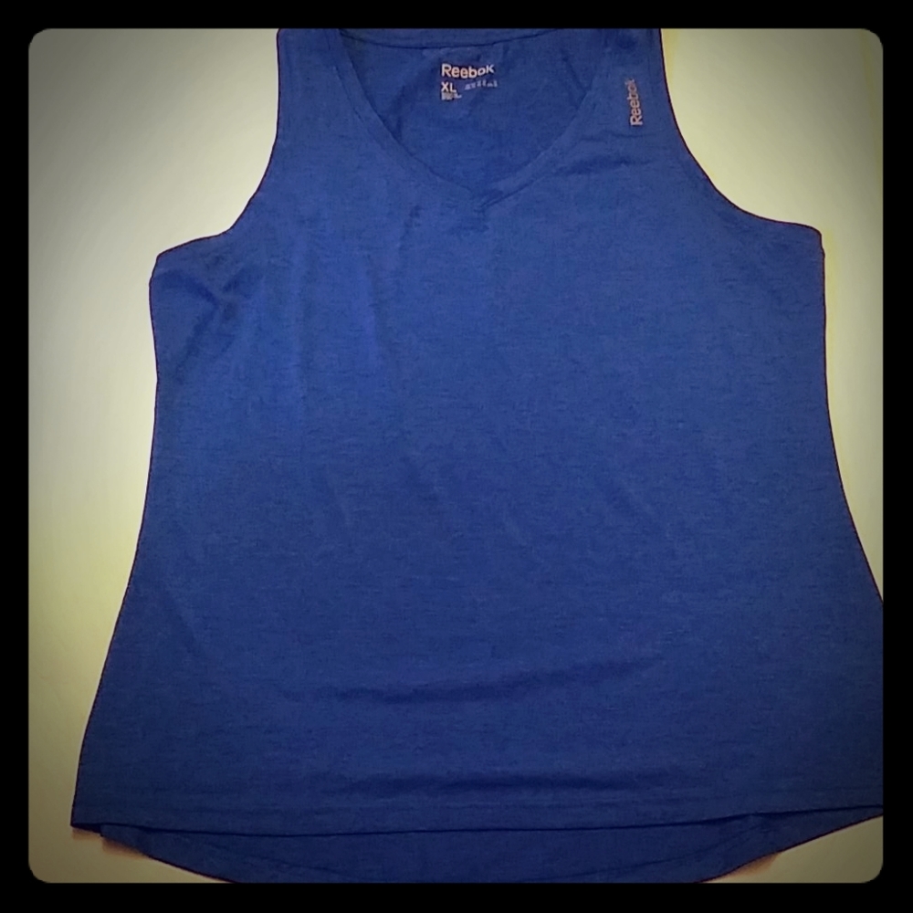 Reebok mens XL blue v neck tank top like new
